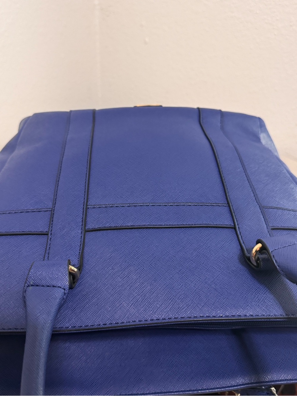 Aldo Royal Blue Structured Tote with Gold Accents - Picture 9 of 16